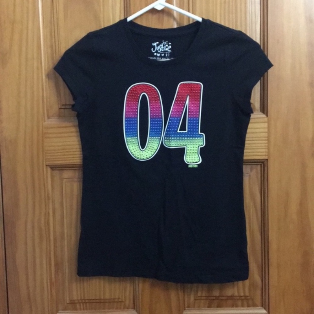 SALE *3for$20* Justice Rainbow Rhinestone Tee